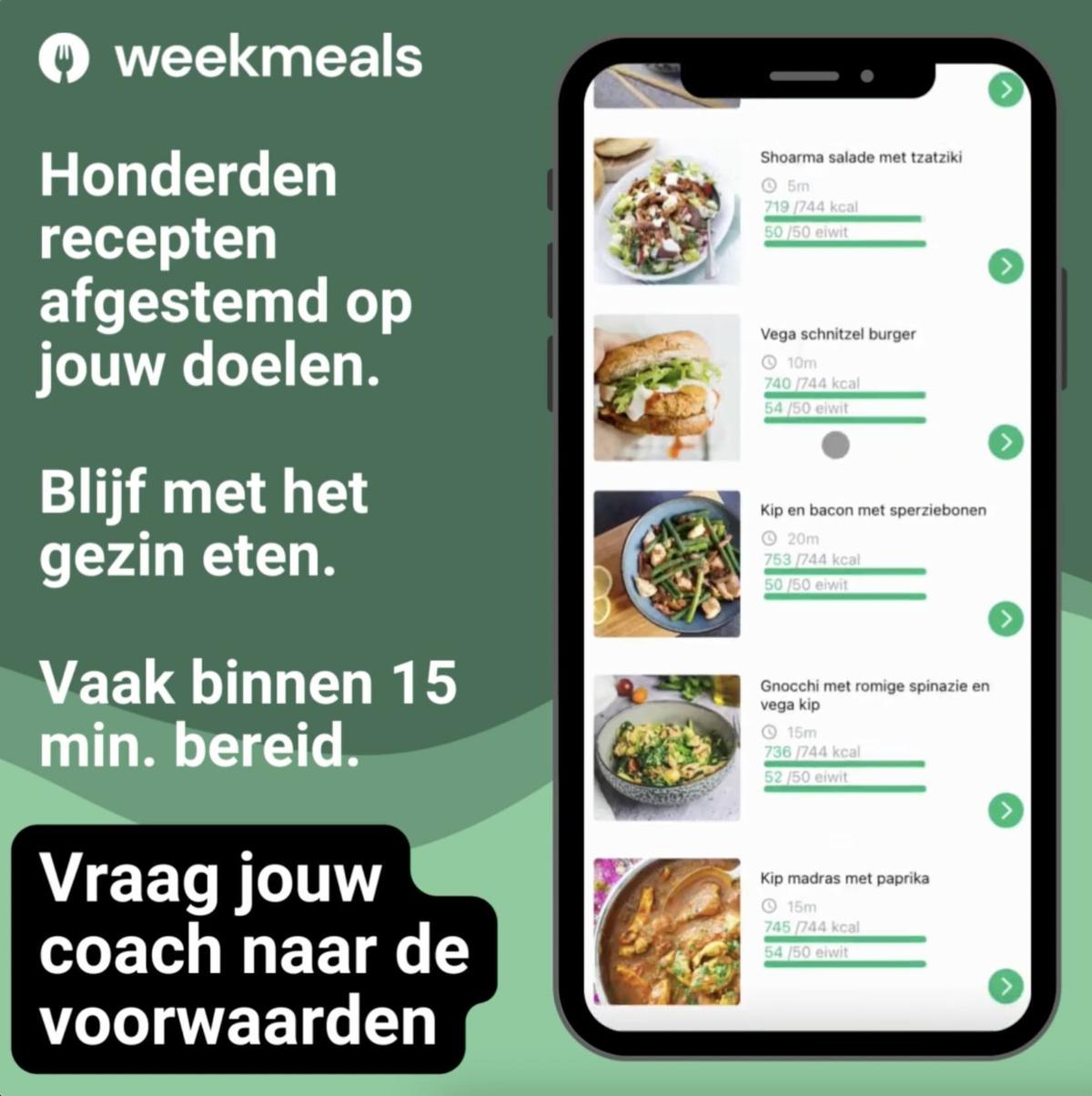 Weekmeals voedingsapp Platinum EERSTE DRIE MAANDEN GRATIS