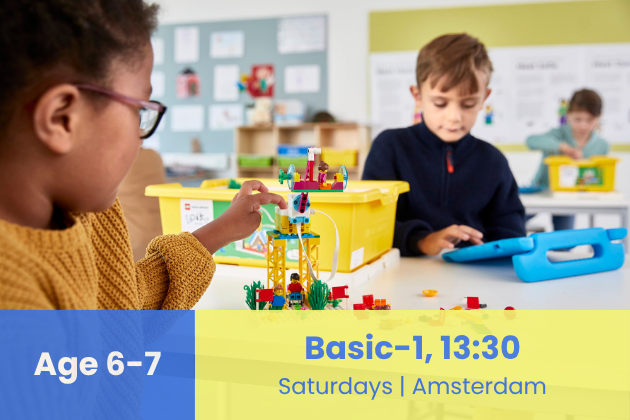 Amsterdam | Basic-1 | 13:30 - 15:00 | 30 Aug - 11 Oct, Saturdays | Robotics Course in Dutch & English