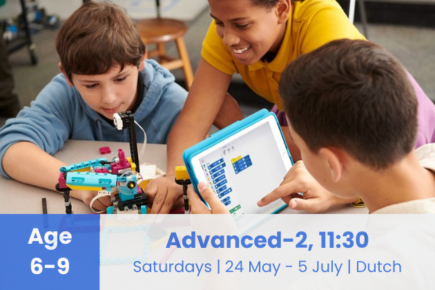 Gevorderd-2 Robotica Cursus voor Kinderen, 7 Weken, 11:30 - 13:00