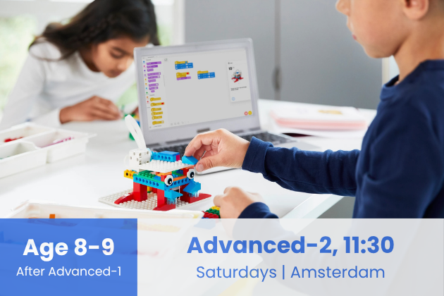 Amsterdam | Advanced-2 | 11:30 - 13:00 | 30 Aug - 11 Oct, Saturdays | Robotics Course in Dutch & English