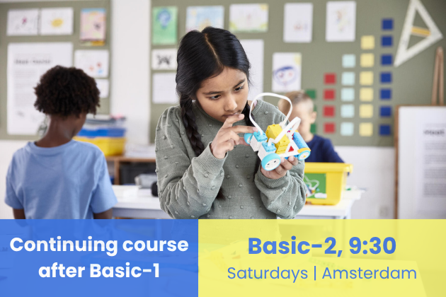 Amsterdam | Basic-2 | 9:30 - 11:00 | 30 Aug - 11 Oct, Saturdays | Robotics Course in Dutch & English