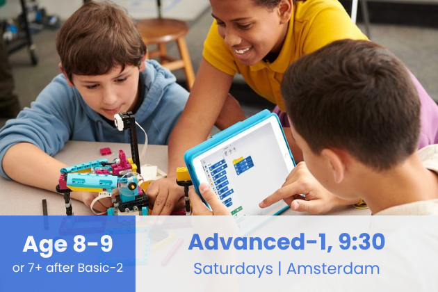 Amsterdam | Advanced-1 | 9:30 - 11:00 | 30 Aug - 11 Oct, Saturdays | Robotics Course in Dutch & English
