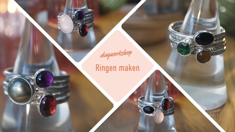 Dagworkshop edelsmeden - een set van 5 ringen met steentjes maken.